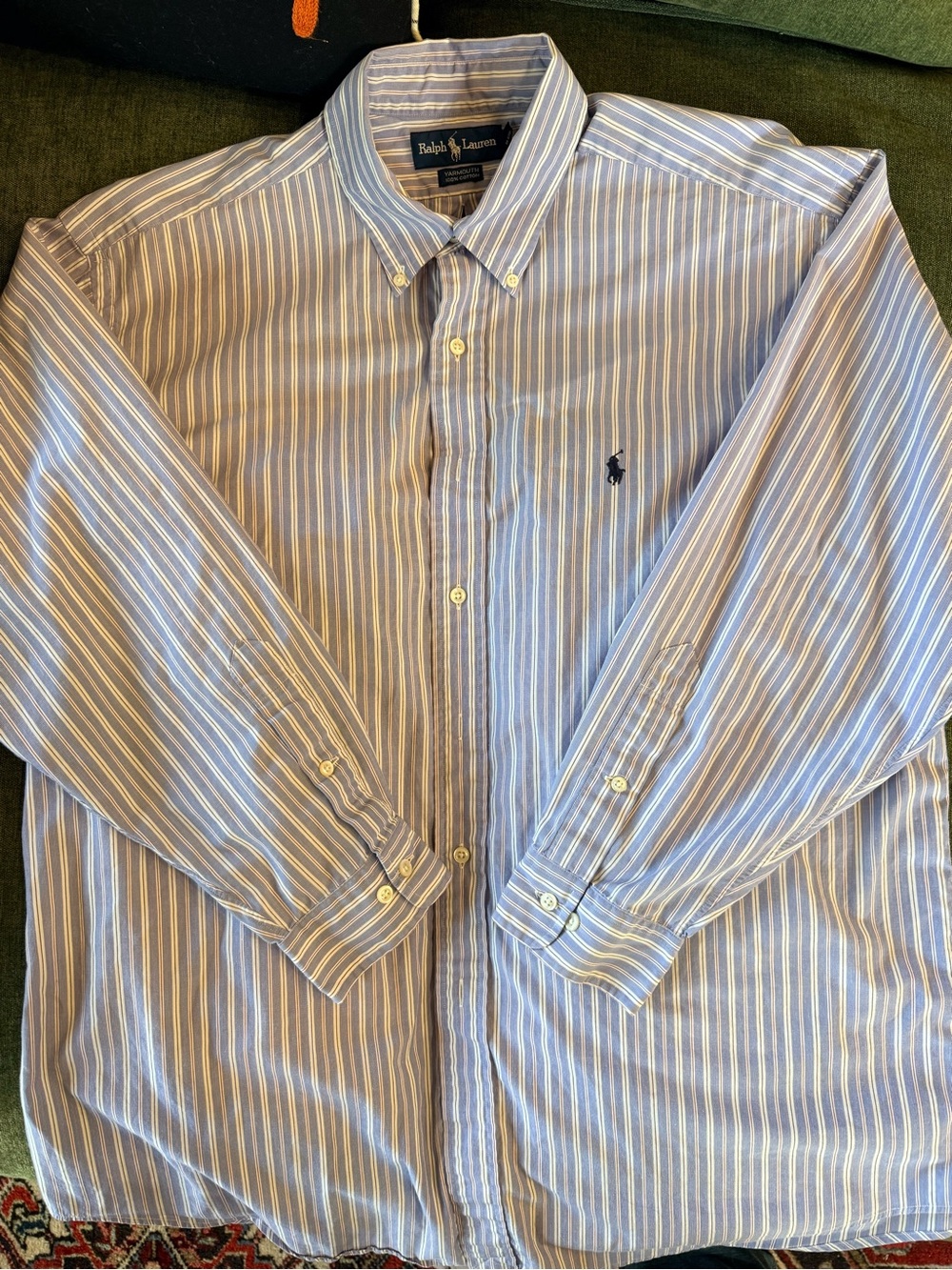 Ralph Lauren Men’s Blue Striped Button-Down Dress Shirt